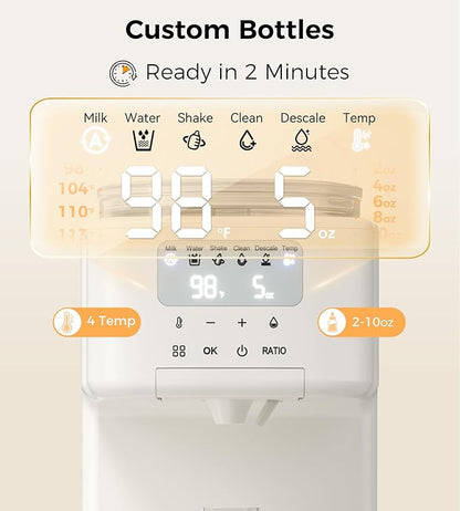Advanced Baby Formula Dispenser with Automatic Mix & Clean, Fast Formula Maker with Accurate Sensors, Instant Warm Water, Moisture-Proof Design, Fits Most Bottles & Formula, Dishwasher-Safe