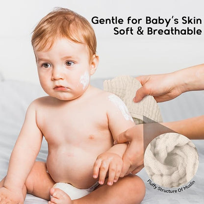 Muslin Burp Cloths for Baby 100% Cotton Burping Cloths for Boys Girls Large 20''X10'' Extra Soft and Absorbent 12 Pack - Gradient Khaki