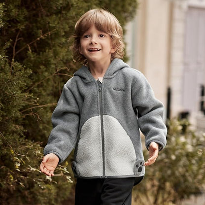 DAVE&BELLA Toddler Fleece Jacket, Baby Boys Girls Animal-shaped Hooded Zipper Long Sleeve Warm Spring Autumn Outerwear Coat
