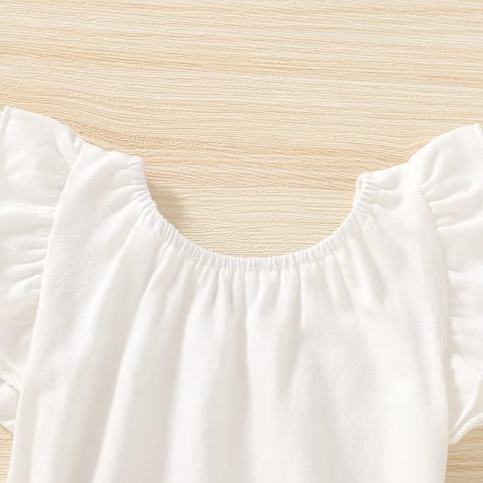 YOUNGER TREE Infant Toddler Baby Girls Romper Lace Flutter Sleeve Bodysuit Cotton Summer Outfits
