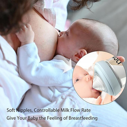 Natural Glass Baby Bottle for Breastfeeding Babies, 5.4oz Anti-Colic Baby Bottle with Natural Response Nipple(S), Clear, Wide Neck, 4 Pack, 1 Months+