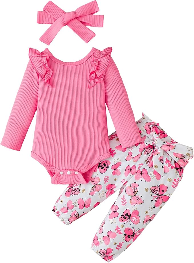 Newborn Baby Girl Clothes Infant Girl Outfits 0 3 6 12 18 Months Clothes for Girls Headband Clothing Set