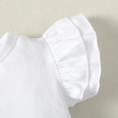 12M-14Y Toddler Baby Girls T Shirt Solid Color Blouse Ruffle Top Cotton Casual Tees Plain Shirt