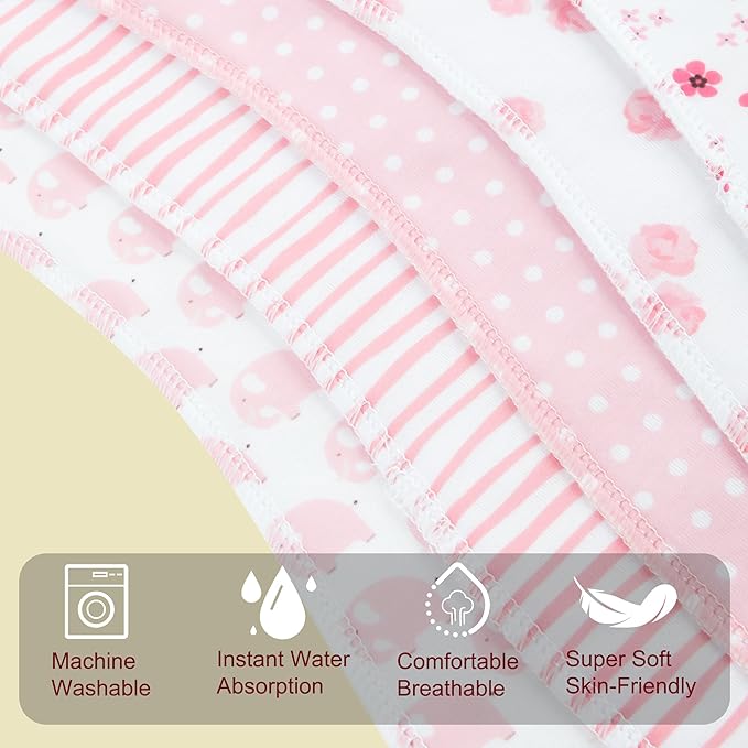 2-in-1 Burp Cloths and Baby Bibs - 6 Pack Large Super Absorbent Soft Cotton Burping Cloths for Spit Up, 3 Layers Thick Baby Burp Rags for Girls & Boys