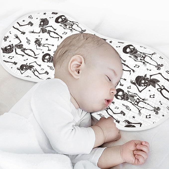 vvfelixl Black White Dancing Skeletons Burp Cloths for Baby Boy Girls Baby Washcloths Burp Rags 1 Pack