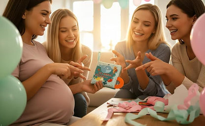 Baby Book Toy, Soft Cloth Crinkle Books for Babies with Teether, Infant Toys 0-3-6-12-18 Months, Shower Baby Gifts, Teething Toy for Boys Girls- Fish, Shark-1PC Book