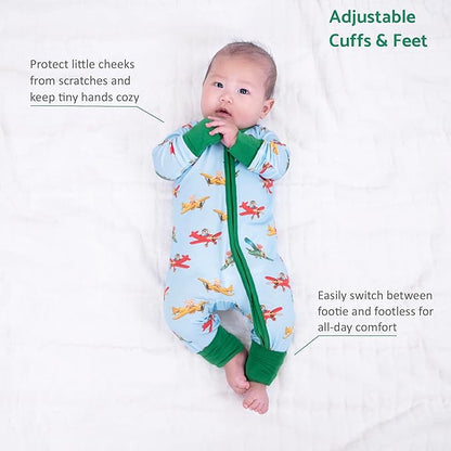 LollyBanks Baby Pajamas, 2-Way Zipper Infant Romper, 95% Viscose Made from Bamboo and 5% Spandex, Baby Sleepers