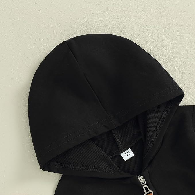 allshope Newborn Baby Boy Girl Fall Outfit Romper Long Sleeve Hooded Solid Zipper Onesie Jumpsuit Bodysuit Infant Clothes