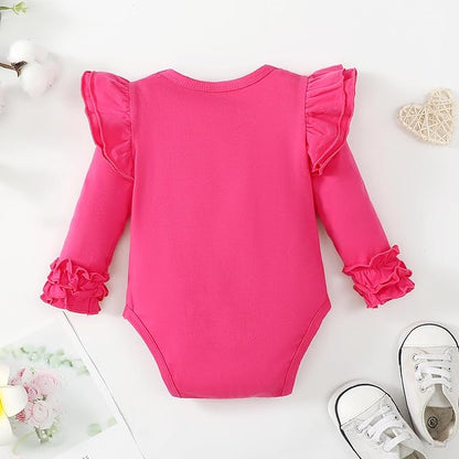 Baby Girl Solid Color Romper Infant Ruffle Sleeve Bodysuit One Piece Outfit Toddler Jumpsuit clothes