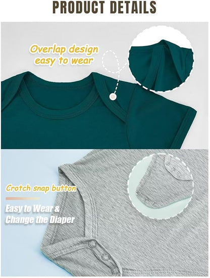 Bamboo Rayon Baby Bodysuit,Short Sleeve Bodysuits Solid Color Outfits for Infant Boys Girls Soft Clothes