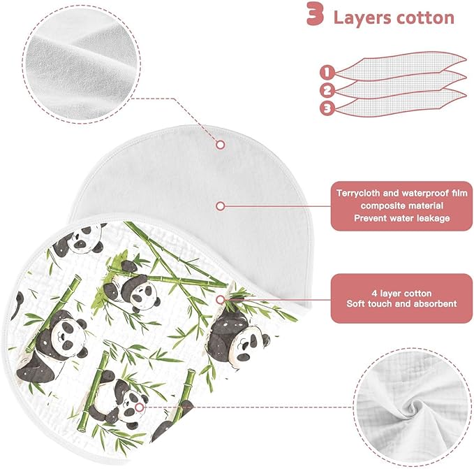 vvfelixl Pandas Bamboo Burp Cloths for Baby Boy Girls Baby Washcloths Burp Rags 1 Pack