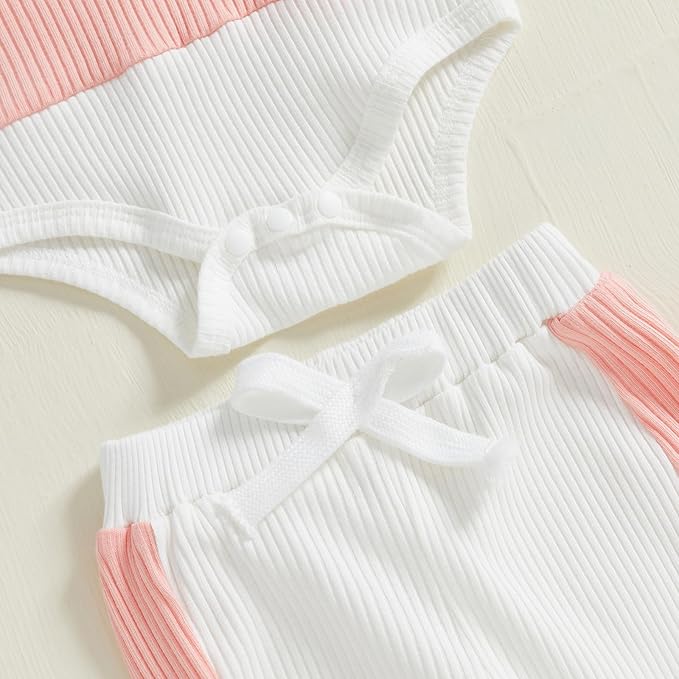 Thorn Tree Newborn Infant Baby Girl Clothes Ribbed Knitted Long Sleeve Romper Long Pants Stretchy Fall Outfits