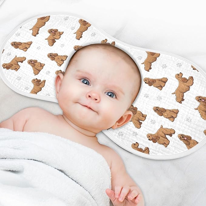 1 Pack Muslin Burp Cloths American Cocker Dogs White Cotton Baby Burp Cloths Ultra Absorbent Soft Thick Burping Cloth for Newborn Must Haves 22x11 Inch