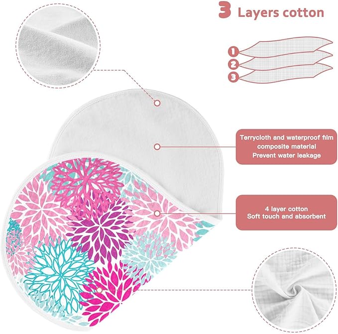 vvfelixl Dahlia Flower Print Burp Cloths for Baby Boy Girls Baby Washcloths Burp Rags 1 Pack Purple
