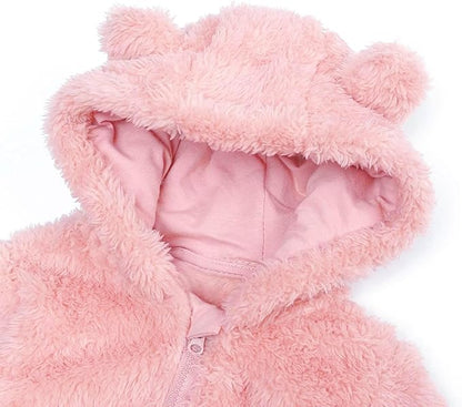 CAHL&FAUO Newborn Snowsuit Baby Cartoon Bear Onesie Warm Fleece Hooded Romper Jumpsuit