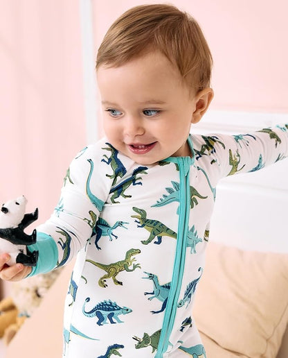 Bamboo Viscose Baby Convertible Footie Pajama, Zipper Pajamas for Baby Boys & Girls, Sleep & Play Footed Pjs