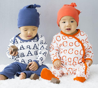 Babysoy Organic Newborn Baby Alphabet Footie Onepiece with Feet (06-12 Months, H)