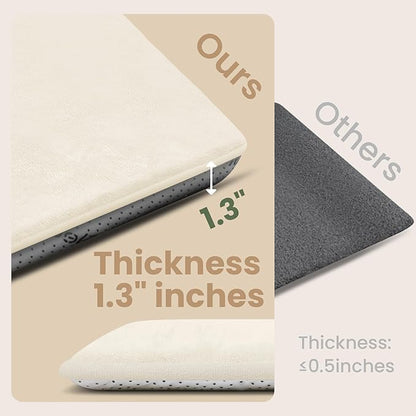 Baby Play Mat for Floor,1.3" Thick Elasti-Foam 50"×50" Playpen Mat for Tummy Time,Water Repellent Soft Coral Velvet for Toddler,Infant,Kids,Non-Slip Backing Safe for Crawling(Cream)