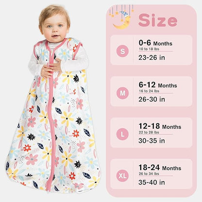 3 Pack Baby Sleep Sack 18-24 Months 100% Rayon Cotton Baby Sleeping Bag 2-Way Zipper Toddler Wearable Blankets Comfy Stretchy Lightweight TOG 0.3 （Heart&Pink&Floral）