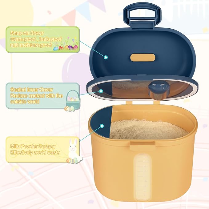 Accmor Baby Formula Dispenser On The Go, Portable Milk Powder Formula Dispenser with Scoop,Formula Containers for Travel Hold 12.7oz/360g Formula, Yellow