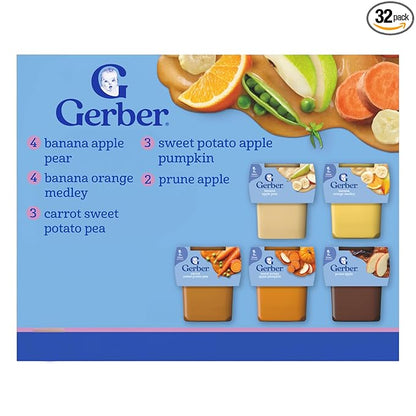Gerber 2nd Foods Natural for Baby WonderFoods Baby Food, Variety Pack, 4 oz Tubs (32 Pack)