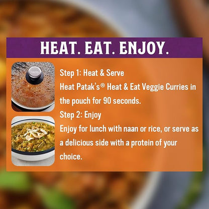 Patak’s Chickpea & Veggie Korma - Mild Creamy Coconut Based Indian Curry with Chickpeas, Green Beans & Veggies - Vegan Microwave Meal for Quick Dinners - Serve with Rice or Naan - 10.5oz (Pack of 6)