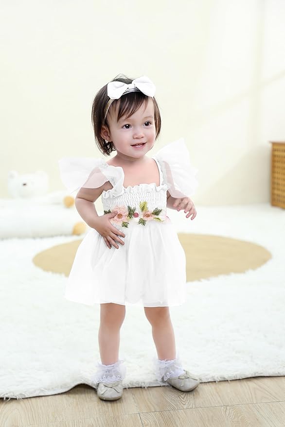 Baby Girl Clothes Infant Tulle Romper Ruffe Sleeveless Bodysuit Baby Girl Outfits Infant Girl Dress 0-18M