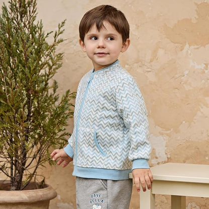 DAVE&BELLA Toddler Printed Polar Fleece Jacket, Zip Up Lightweight Outerwear for Kids Boys Girls Fall Spring Coat 2-9 Years