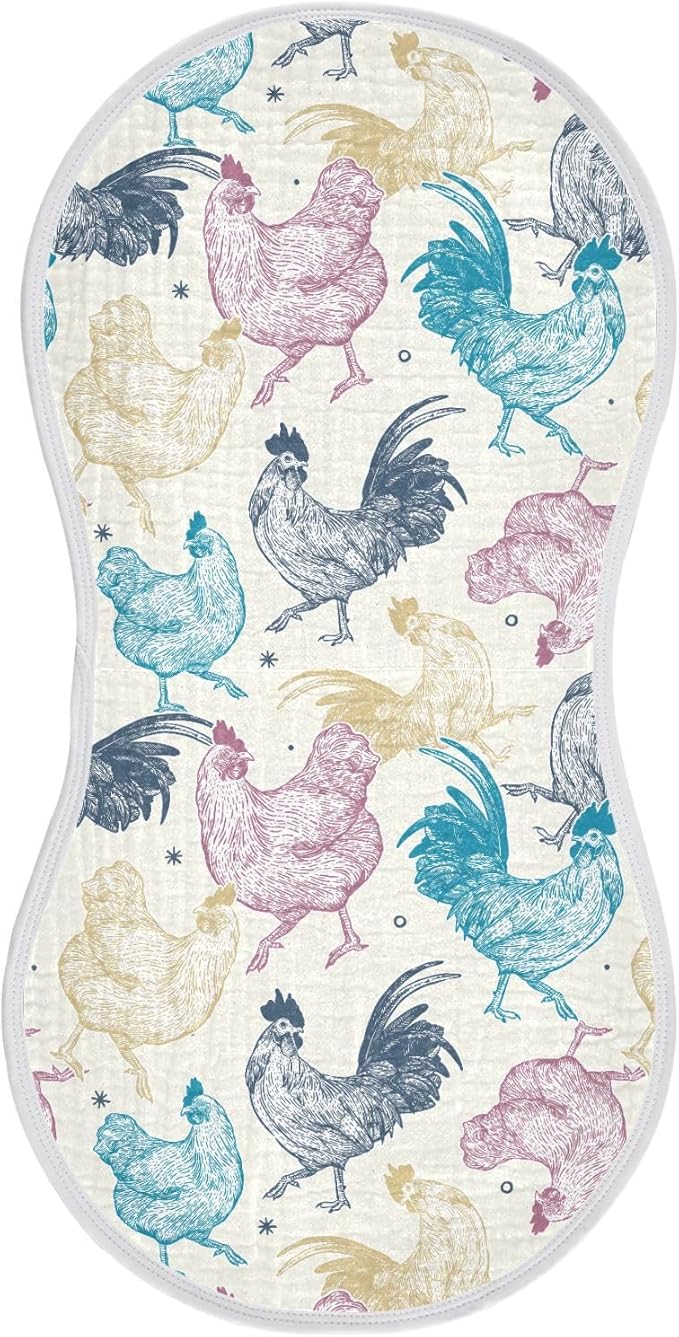 vvfelixl Baby Burp Cloths Chicken Collection Baby Newborn Cotton Burping Cloths Set Baby Washcloths 4 Pack Beige