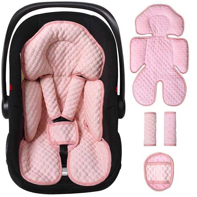Infant Car Seat Insert, Reversible Baby Carseat Cushion 2-in-1 for Newborns Toddlers Head & Body Support Pad for Carseats, Strollers, Swings, Bouncers