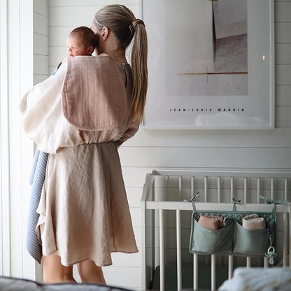 mushie Muslin Baby Burp Cloths | 100% Organic Cotton, Set of 2 (Natural/Fog)