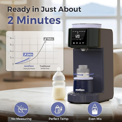 Automatic Baby Formula Maker – Fast Formula Dispenser for Instantly Mixing Warm Bottles with Precise Powder & Water Ratio, 3 Temp Settings, One-Touch Clean, Fits Most Bottles & Formula Brands