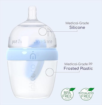 INTTERO Baby Bottles with Built-in Formula Dispenser, Anti-Colic Wide Neck Design for Newborn Feeding and Everyday Baby Essentials, 6 Oz Slow Flow (2 Pack), Cute Pink