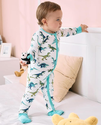 Bamboo Viscose Baby Convertible Footie Pajama, Zipper Pajamas for Baby Boys & Girls, Sleep & Play Footed Pjs