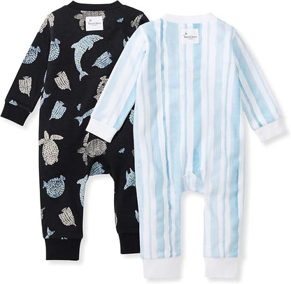 Burt's Bees Baby Boys Sleep and Play PJs, 100% Organic Cotton One-Piece Zip Front Romper Jumpsuit Pajamas