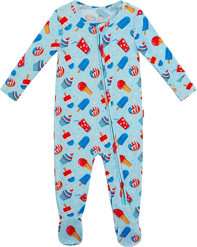 Bamboo Viscose Baby Boy Footie Pajamas, Infant Clothes, 2 Way Zipper Newborn Sleepers