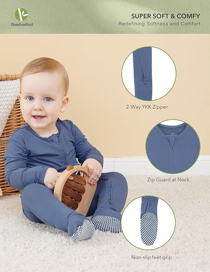 Baby Footie Romper Pajamas Unisex Newborn Infant Pjs Soft Rompers Viscose from Bamboo Sleepwear