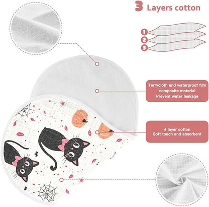 vvfelixl Girly Halloween Cat Burp Cloths for Baby Boy Girls Baby Washcloths Burp Rags 1 Pack