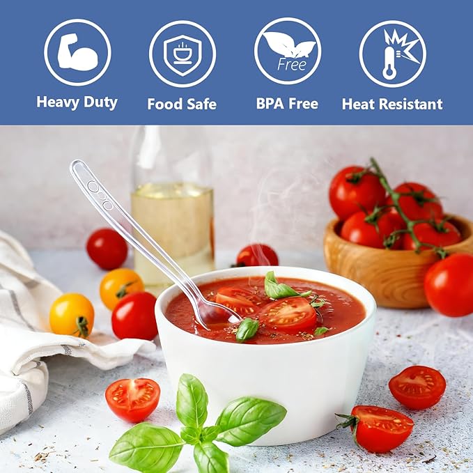 SACATR 3000 Count Plastic Spoons Bulk - Plastic Silverware Spoons Heavy Duty, BPA-Free, Heat Resistant, Suitable for Family Gatherings, Outdoor Events, Commercial Catering