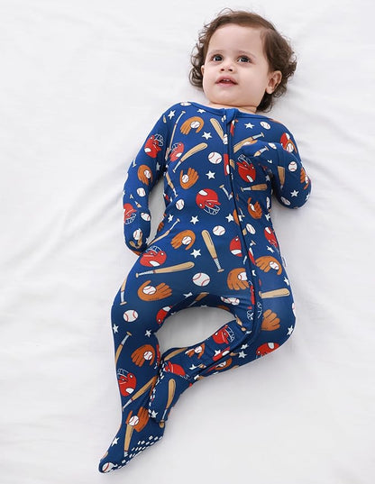 Baby Footie Romper Pajamas Unisex Newborn Infant Pjs Soft Rompers Viscose from Bamboo Sleepwear