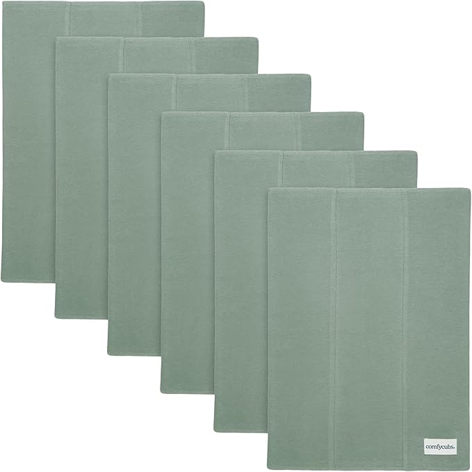 Comfy Cubs Baby Burp Cloths Set (Pack of 6) - Large, 6-Layer, Ultra Absorbent 100% Cotton for Infant Spit-Up, Drool, and Messes - Soft, Gentle, Thoughtful New Born Baby Gifts, Fern