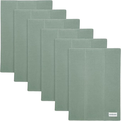 Comfy Cubs Baby Burp Cloths Set (Pack of 6) - Large, 6-Layer, Ultra Absorbent 100% Cotton for Infant Spit-Up, Drool, and Messes - Soft, Gentle, Thoughtful New Born Baby Gifts, Fern