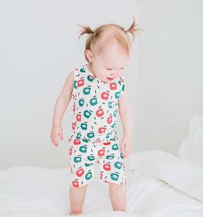 Babysoy Organic Pattern Print Tank Romper Shortall