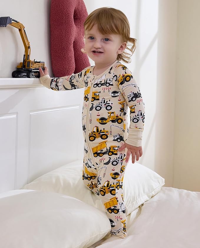 Bamboo Viscose Baby Convertible Footie Pajama, Zipper Pajamas for Baby Boys & Girls, Sleep & Play Footed Pjs