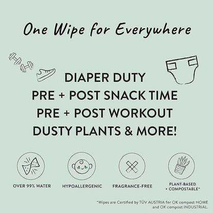 The Honest Company Clean Conscious Multi-Use Wipes Hypoallergenic Unscented for Sensitive Skin Over 99% Water Compostable Plant Based Baby Pattern Play 288 Count