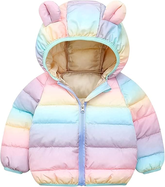 Toddler Winter Coats Puffer Padded Jacket Baby Boys Girls Bear Hoods Down Jacket Light Weight Infant Outerwear