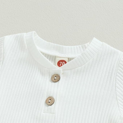 Newborn Baby Boy Girl Clothes Ribbed Knitted Long Sleeve Romper Pants Solid Cotton Infant Fall Winter Outfits 2Pcs