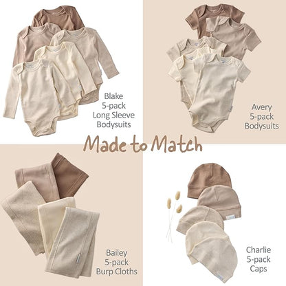 Blake 5-Pack Long Sleeve Bodysuits 100% Organic Cotton Baby Boys & Girls