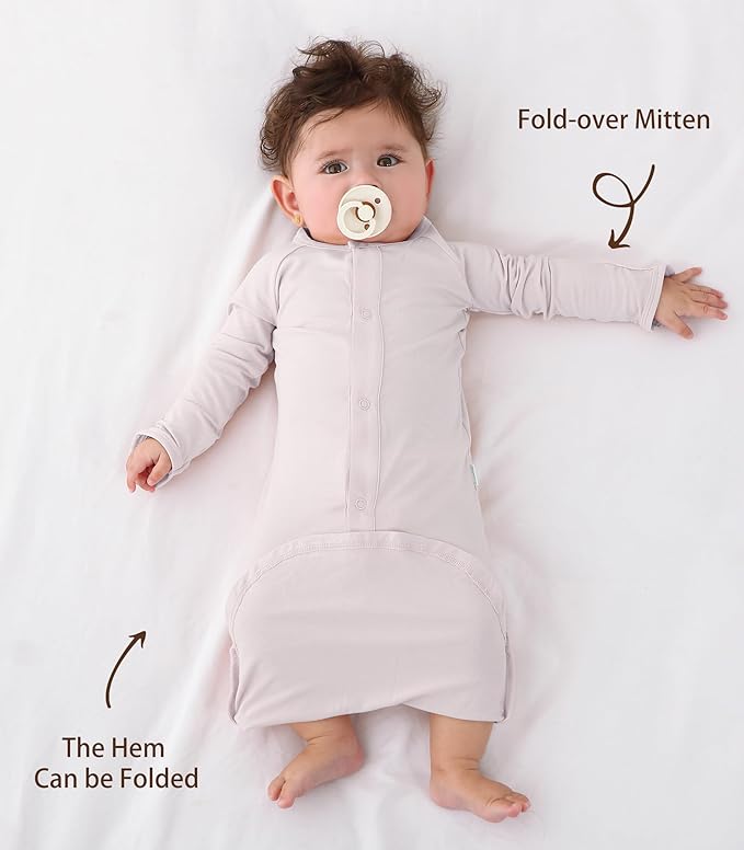 Baby Sleeper Gown Viscose from Bamboo Newborn Nightgowns Unisex Long Sleeve Sleep Sack