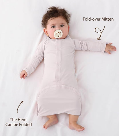 Baby Sleeper Gown Viscose from Bamboo Newborn Nightgowns Unisex Long Sleeve Sleep Sack